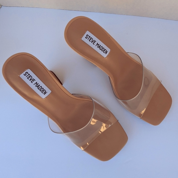Steve Madden Lipa Clear Neutral Sole Sandals Heels 9.5 - Picture 5 of 7